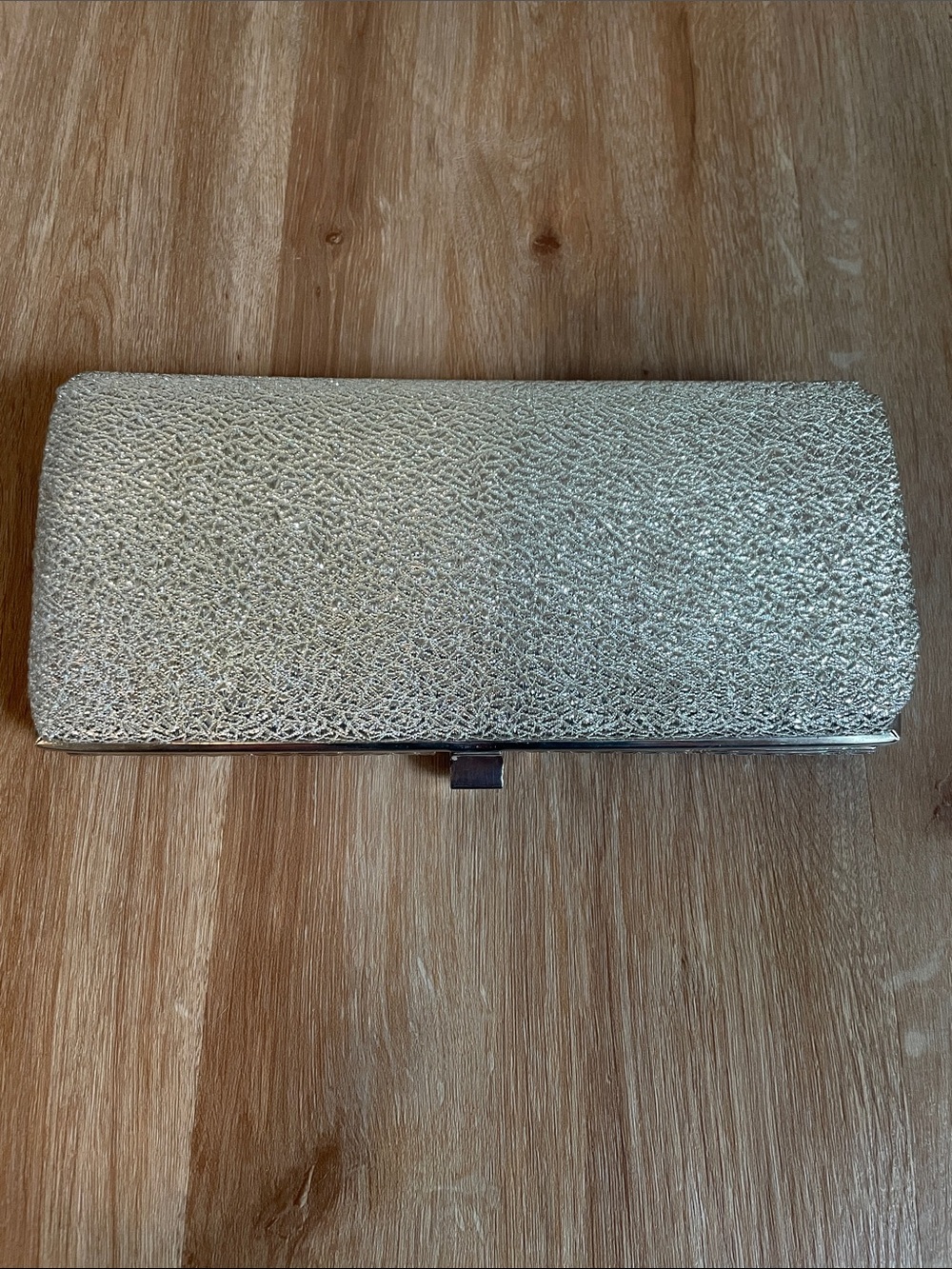 Metallic Silver Evening Clutch Wristlet